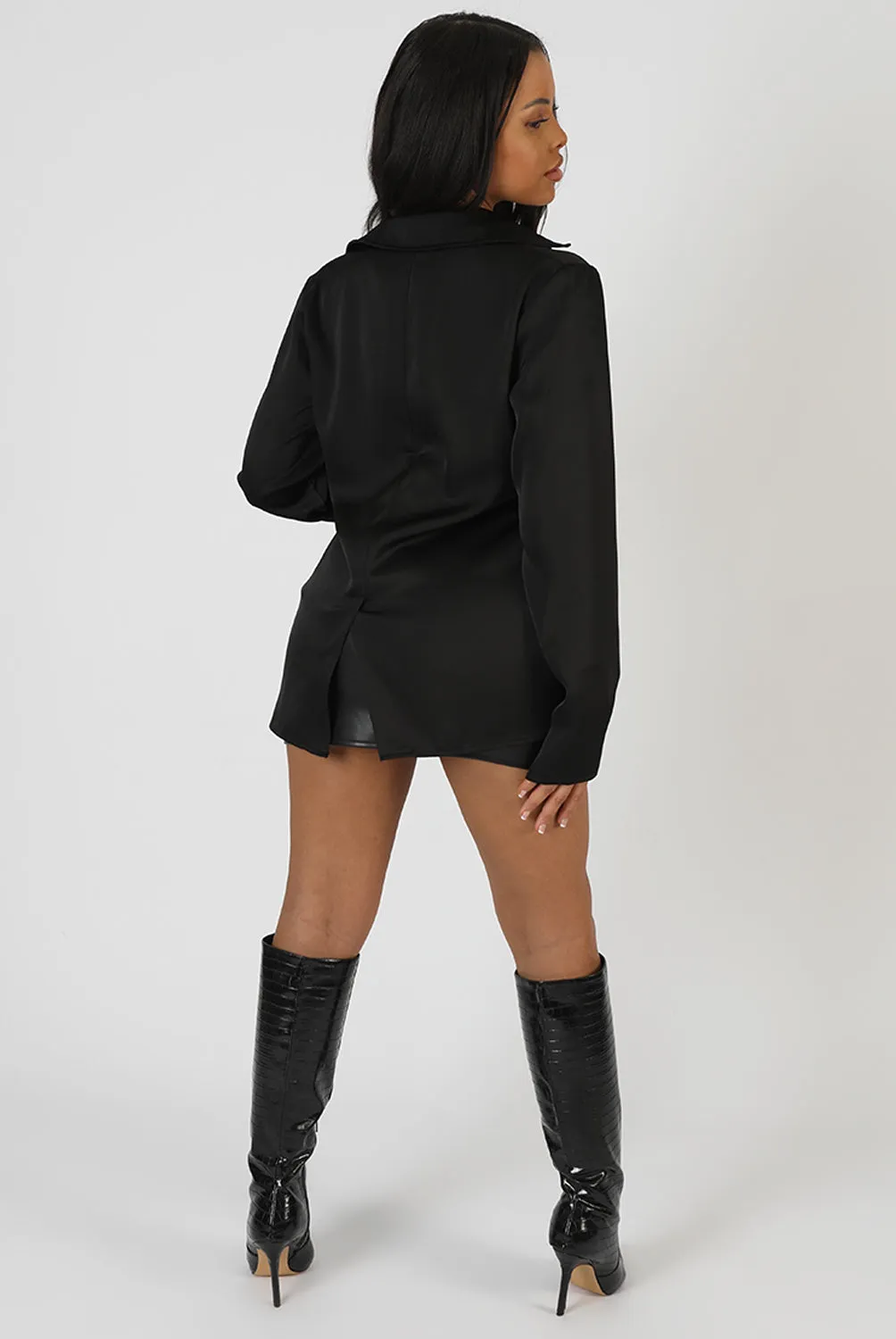 Satin Pin Detail Shirt Black sold by Public Desire product image thumbnail 5