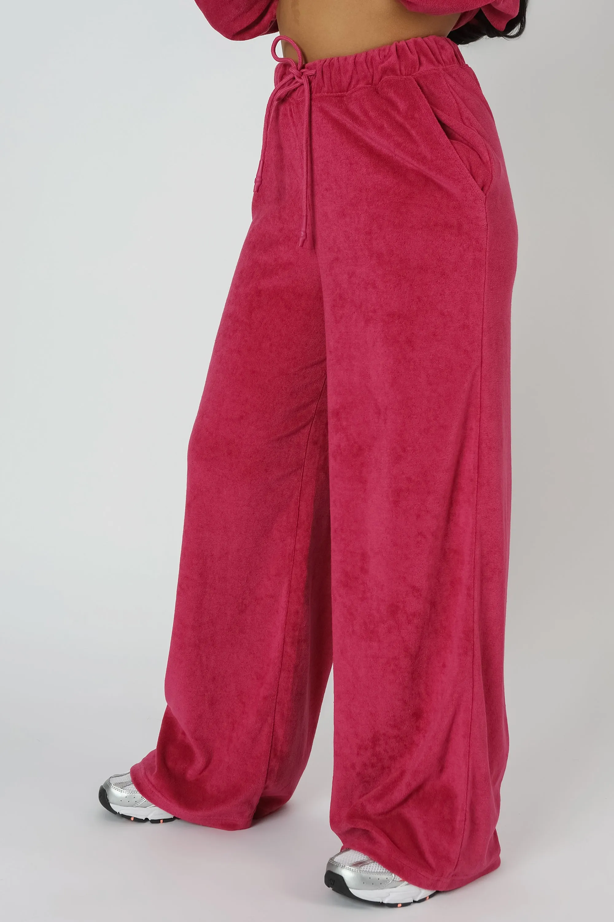Towelling Wide Leg Joggers Pink sold by Public Desire product image thumbnail 2