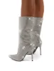 Hustler Grey Diamante Detail Knee High Stiletto Heeled Boots sold by Public Desire