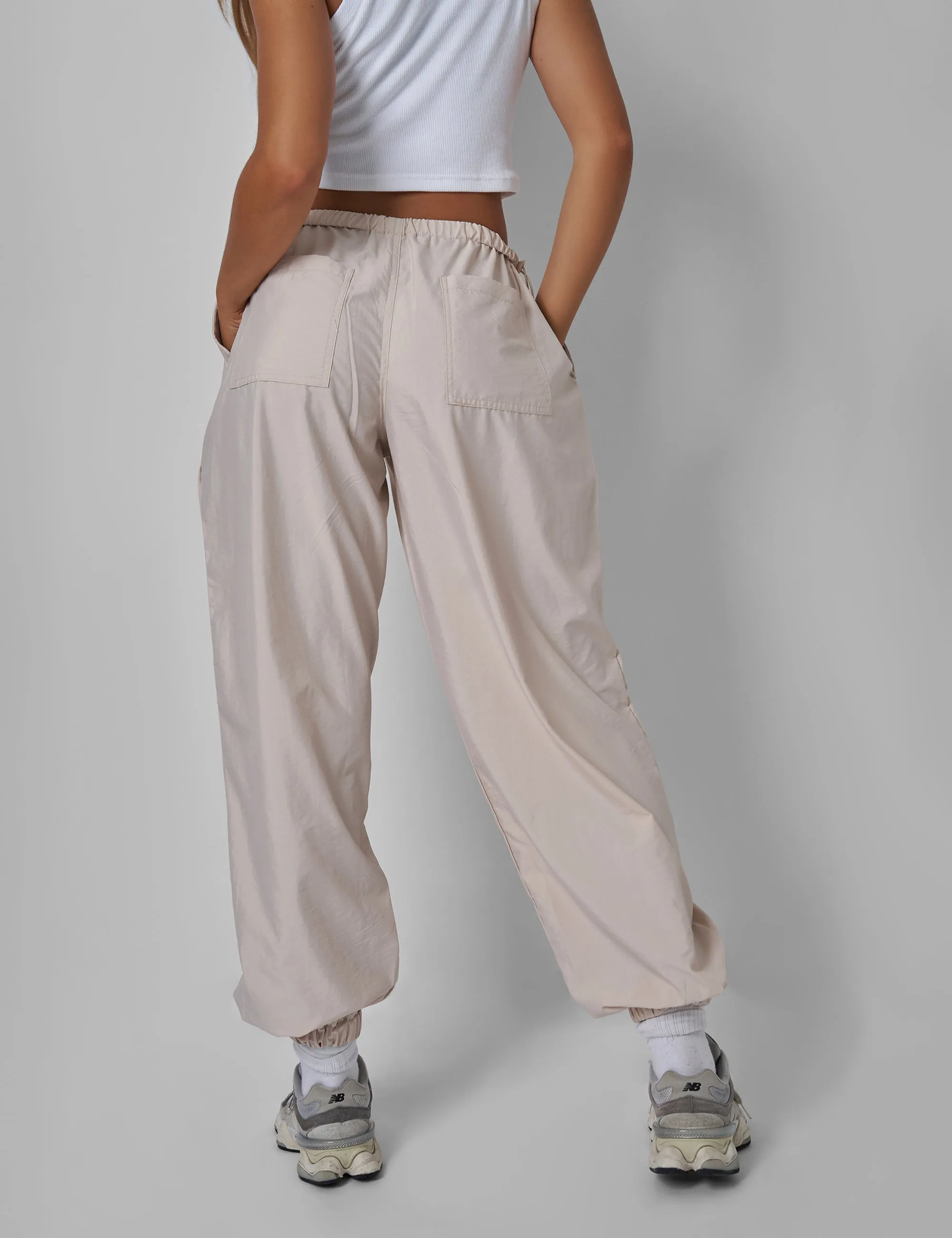 Drawstring Waist Parachute Cargo Trousers Stone sold by Public Desire product image thumbnail 5