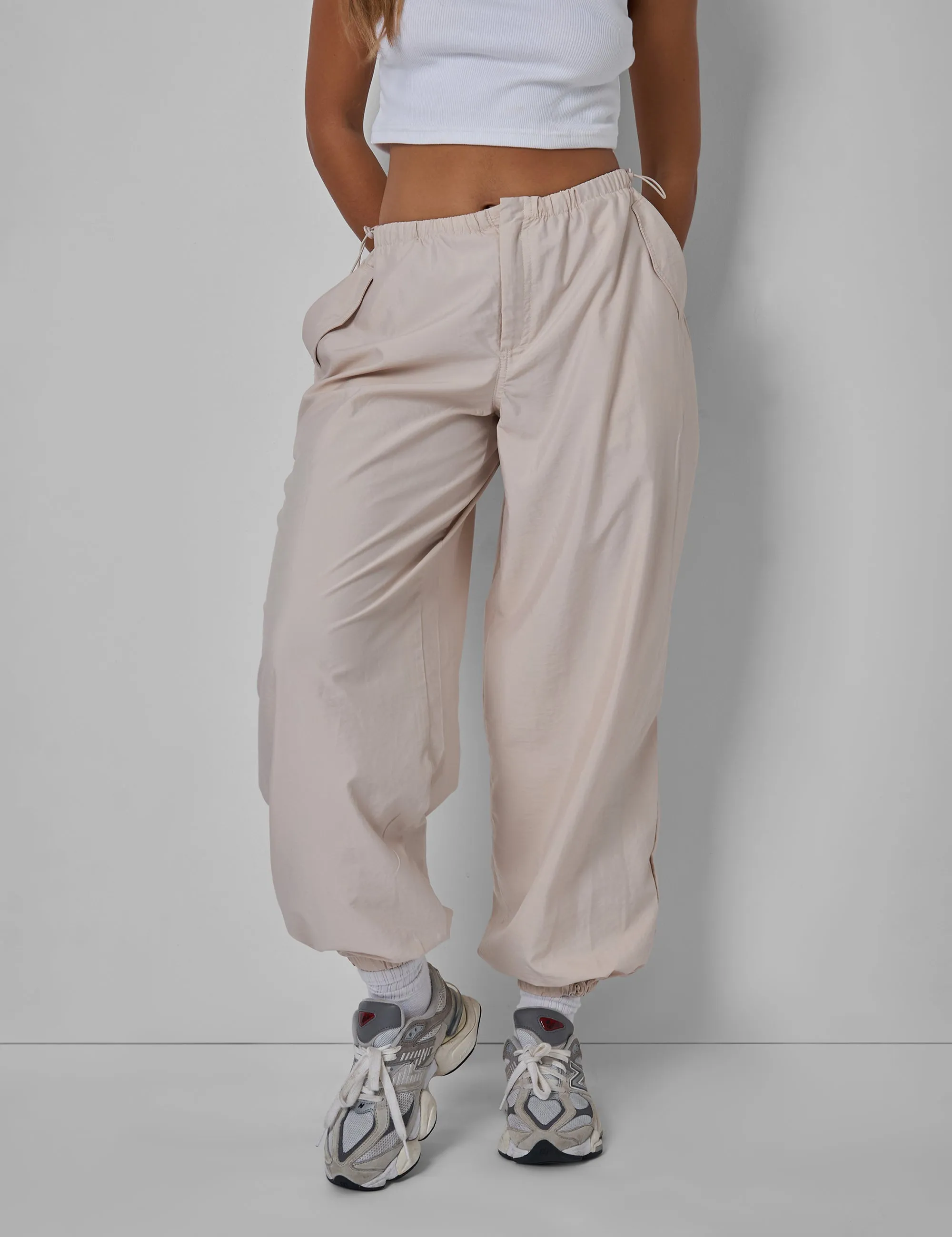 Drawstring Waist Parachute Cargo Trousers Stone sold by Public Desire product image thumbnail 4