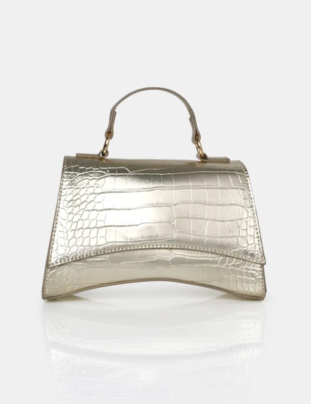The Remmy Gold Croc Mini Handbag sold by Public Desire