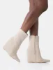 Getaway Beige Faux Suede Wedged Heeled Ankle Boot sold by Public Desire