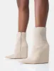 Getaway Beige Faux Suede Wedged Heeled Ankle Boot sold by Public Desire