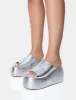 Blue Moon Silver Metallic Chunky Platform Wedge Sandals sold by Public Desire