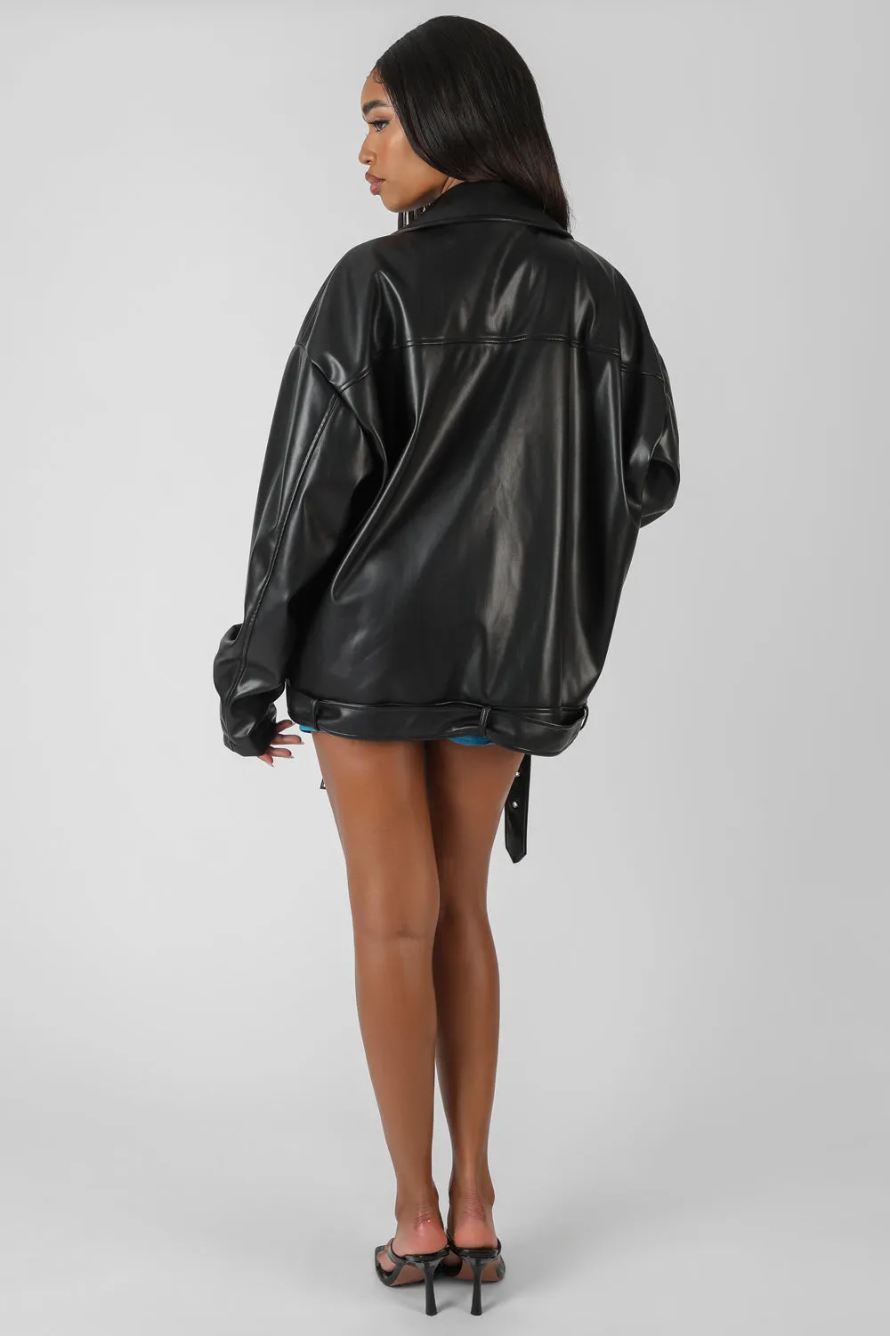 Pu Oversized Biker Jacket sold by Public Desire product image thumbnail 2