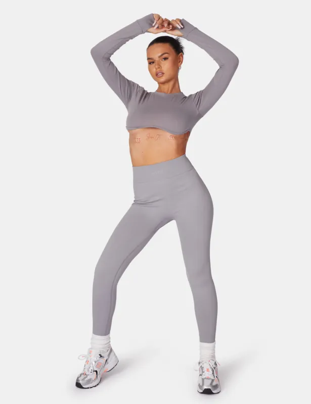 Long Sleeve Underbust Top Dark Grey sold by Public Desire