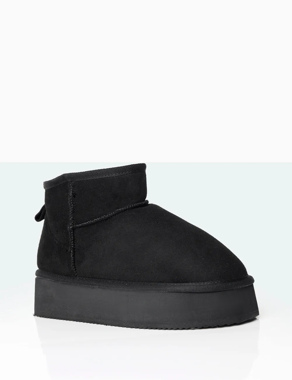 Theo Black Faux Suede Ultra Mini Ankle Platform Boots sold by Public Desire product image thumbnail 2