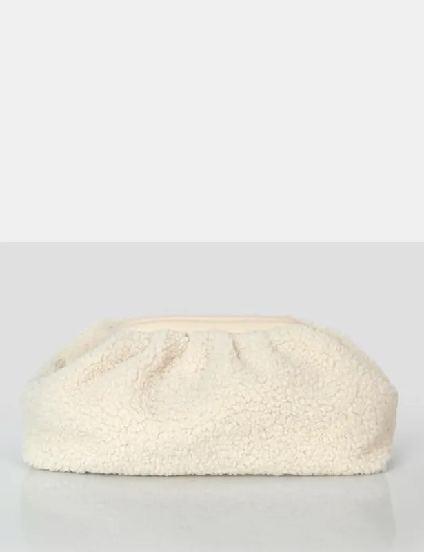 Compatible Ecru Borg Clutch Bag sold by Public Desire
