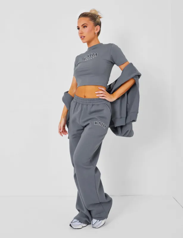 Kaiia Wide Leg Sweat Pants in Charcoal Grey sold by Public Desire