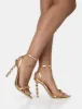 Link Up Gold Barely There Pointed Toe Stiletto Chain Heels sold by Public Desire