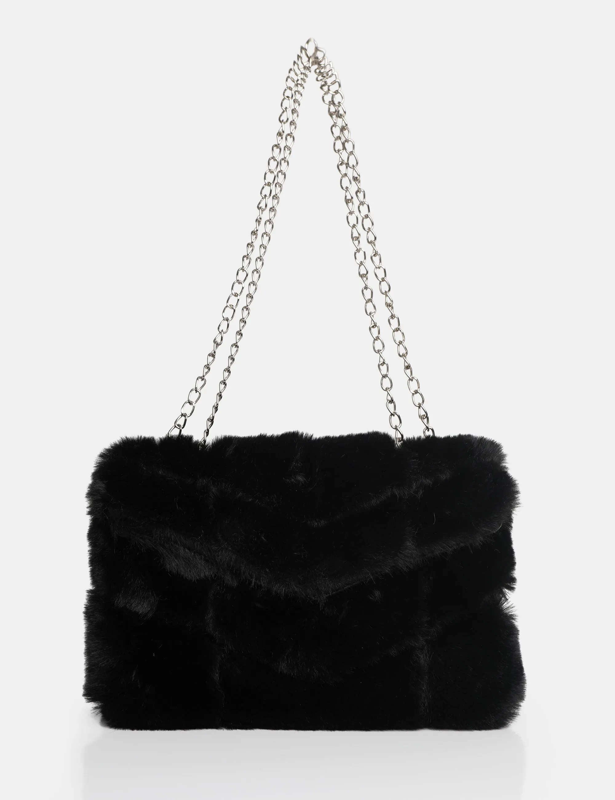 The Marshmallow Black Faux Fur Shoulder Bag sold by Public Desire
