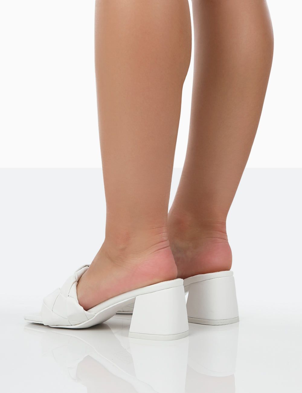 Play Nice White PU Woven Square Toe Block Mid Heeled Sandals sold by Public Desire product image thumbnail 2