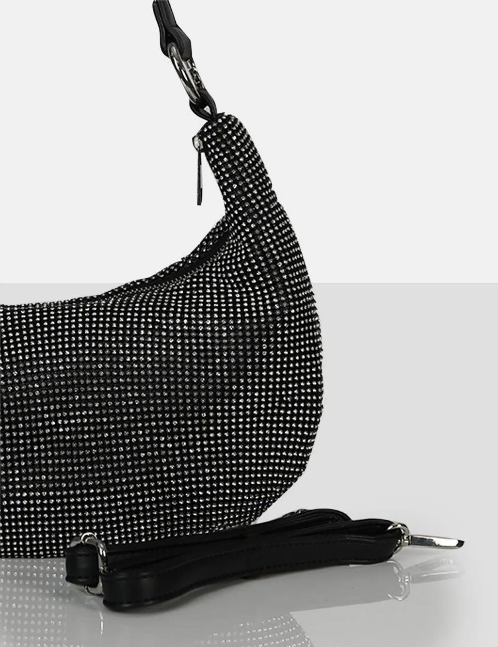 The Cordelia Black Diamante Zip Up Shoulder Bag sold by Public Desire product image thumbnail 3
