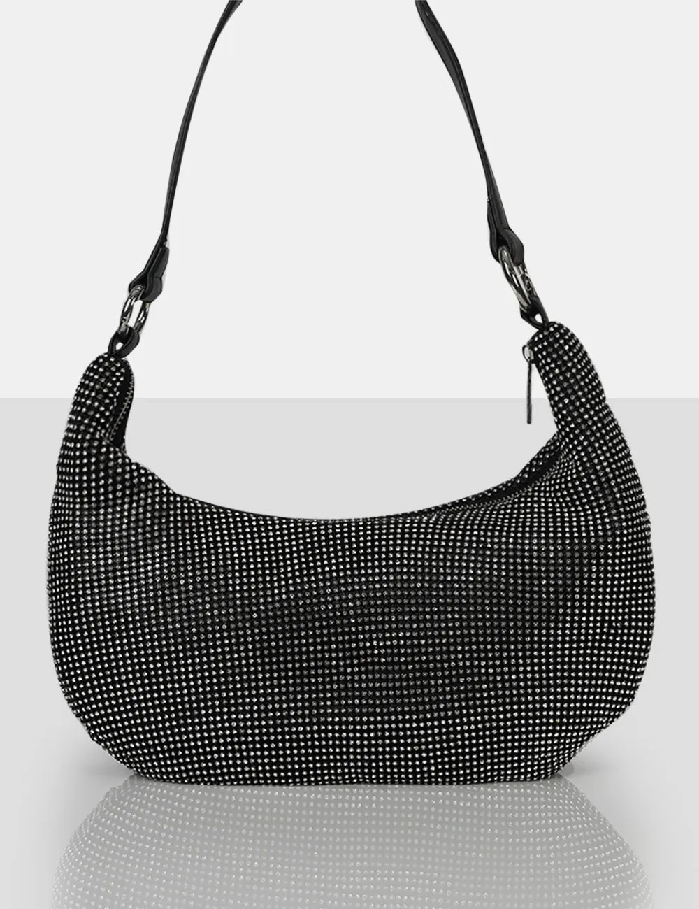 The Cordelia Black Diamante Zip Up Shoulder Bag sold by Public Desire