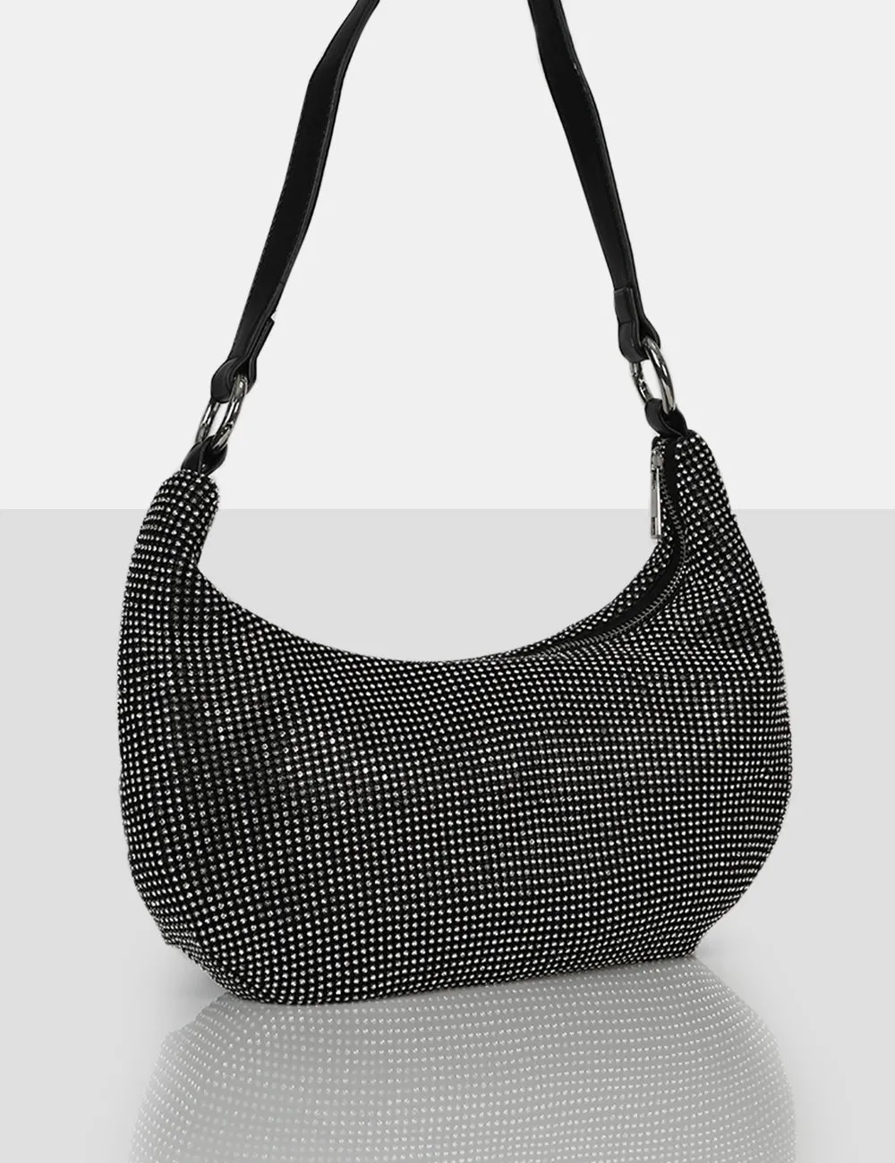 The Cordelia Black Diamante Zip Up Shoulder Bag sold by Public Desire product image thumbnail 2