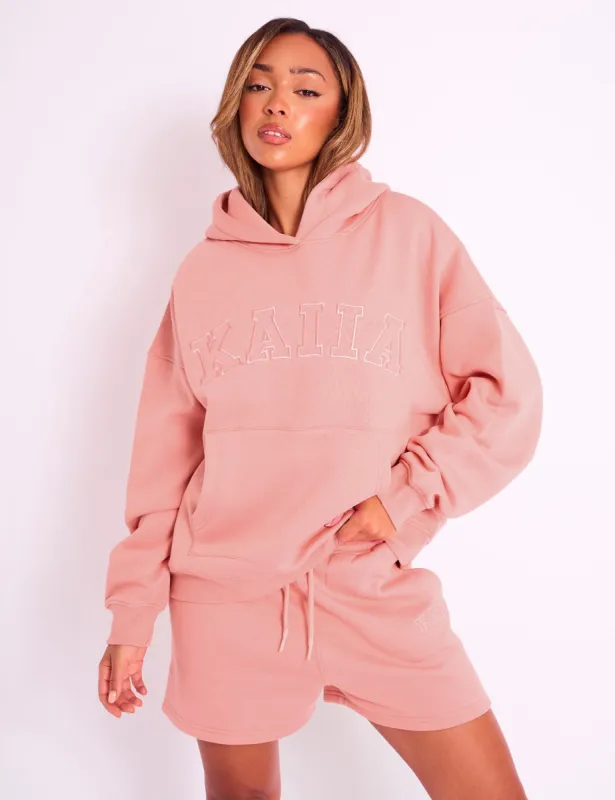 Kaiia Slogan Oversized Hoodie Coral made by Public Desire