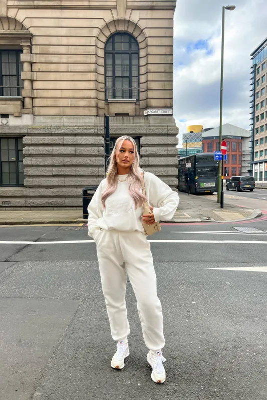 Tonal Embroidery Joggers Ecru sold by Public Desire