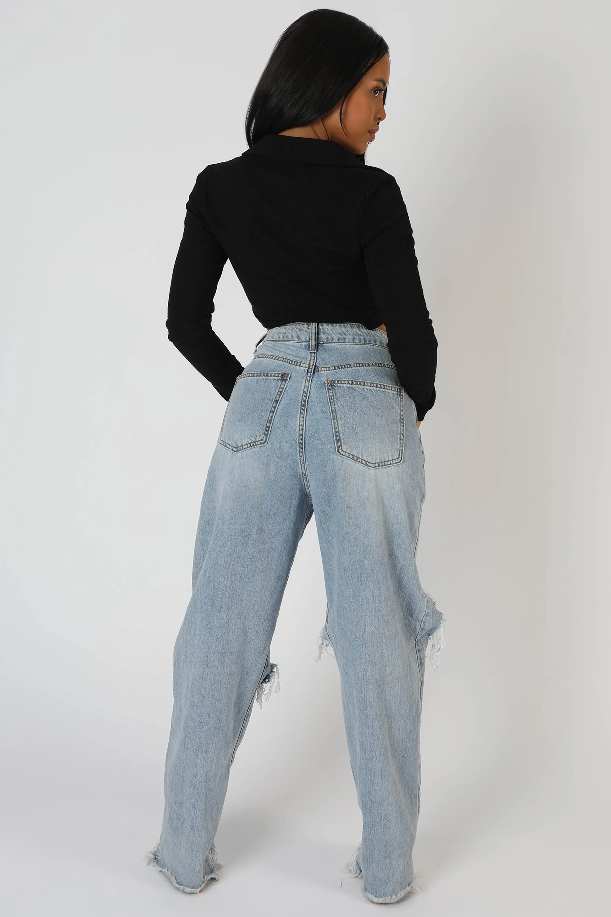 Button Front Ruched Top Black sold by Public Desire product image thumbnail 4