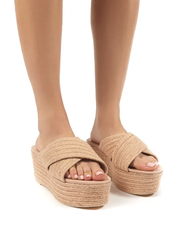 Breeze Pink  Cross Over Espadrille Flatform Sandals sold by Public Desire