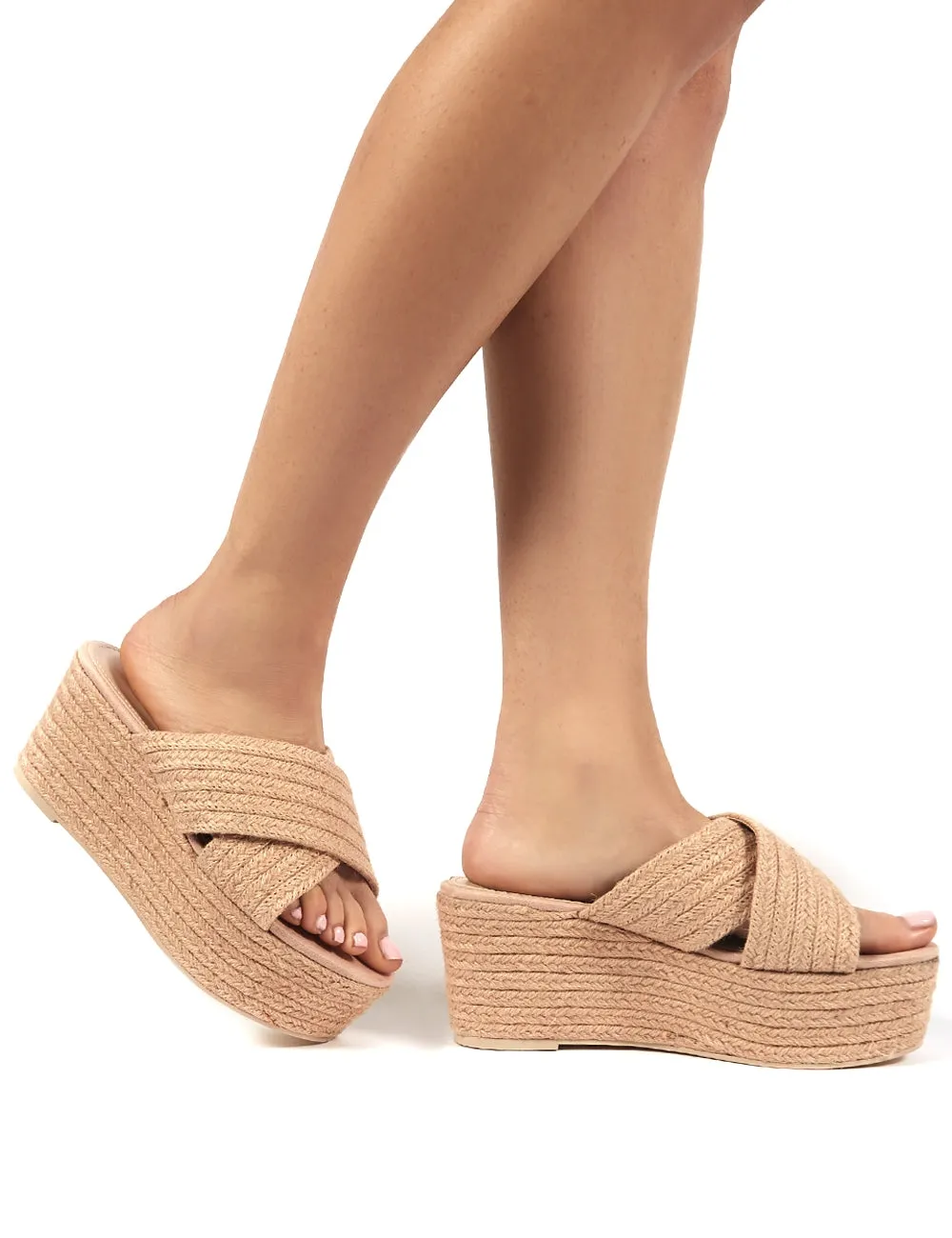 Breeze Pink Cross Over Espadrille Flatform Sandals sold by Public Desire product image thumbnail 3