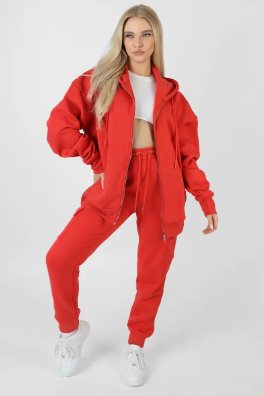 Oversized Zip Through Hoodie Red sold by Public Desire