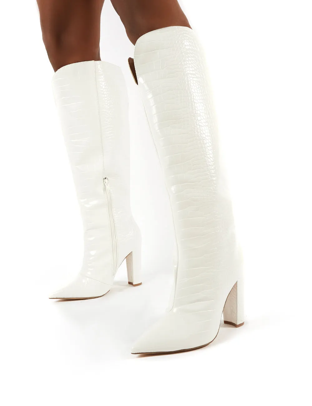 Slow White Snake Wide Fit Knee High Block Heel Boots sold by Public Desire product image thumbnail 4