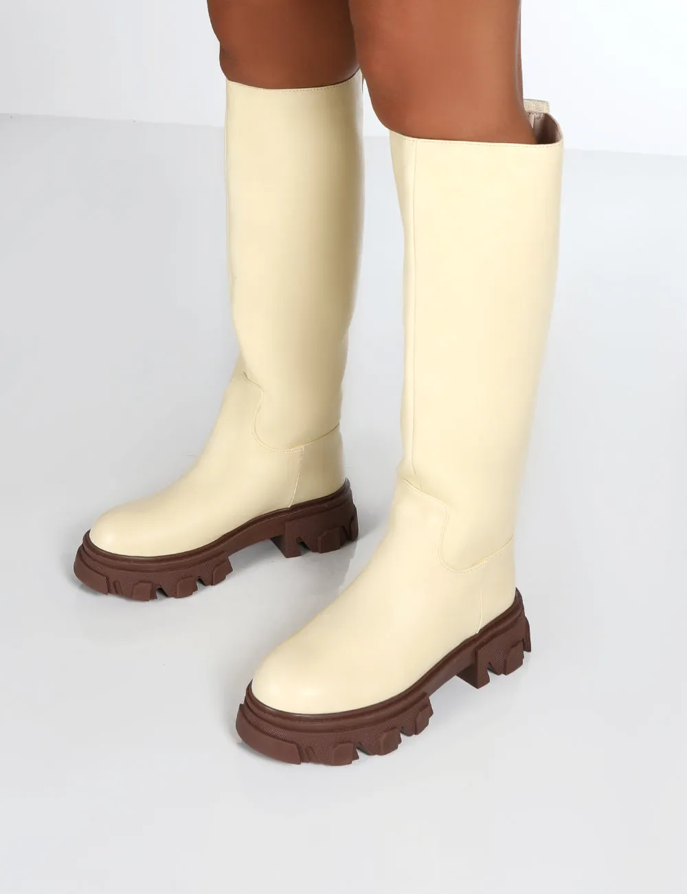 Elena Butter Knee High Chunky Sole Boots sold by Public Desire product image thumbnail 3