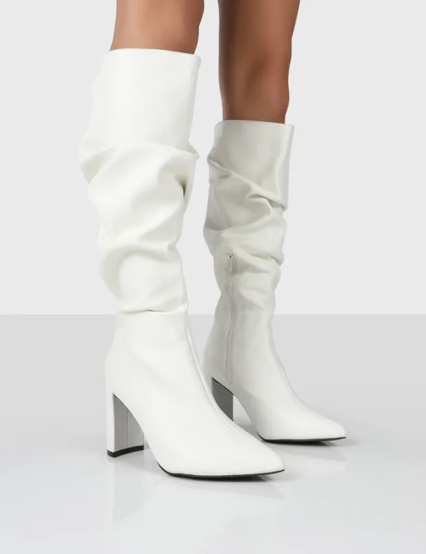 Mine Knee High Boots in White sold by Public Desire