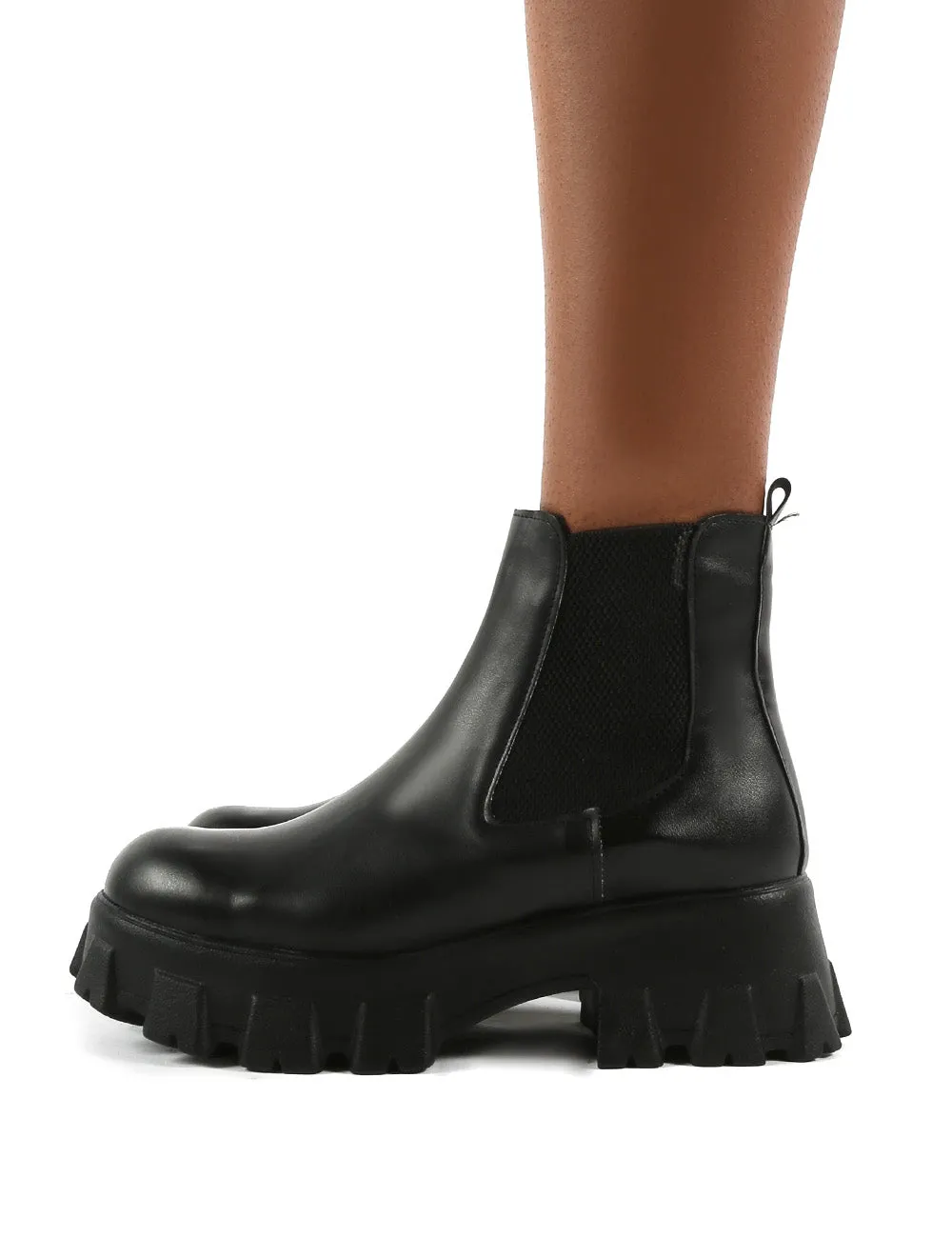 Attain Black PU Chunky Sole Ankle Boots sold by Public Desire product image thumbnail 3
