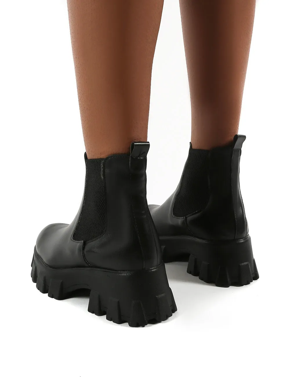 Attain Black PU Chunky Sole Ankle Boots sold by Public Desire product image thumbnail 2
