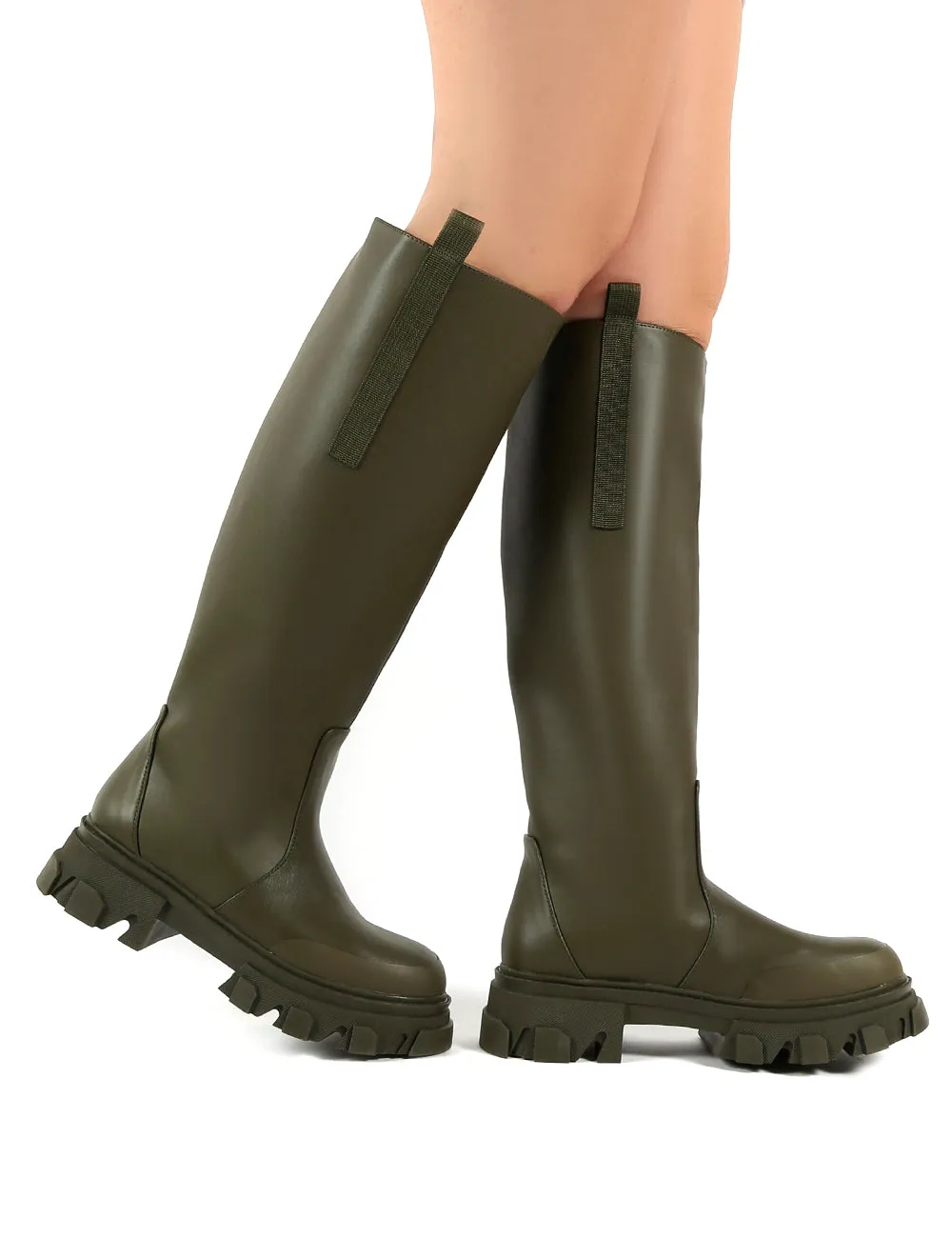 Genius Khaki Knee High Chunky Sole Boots sold by Public Desire product image thumbnail 4
