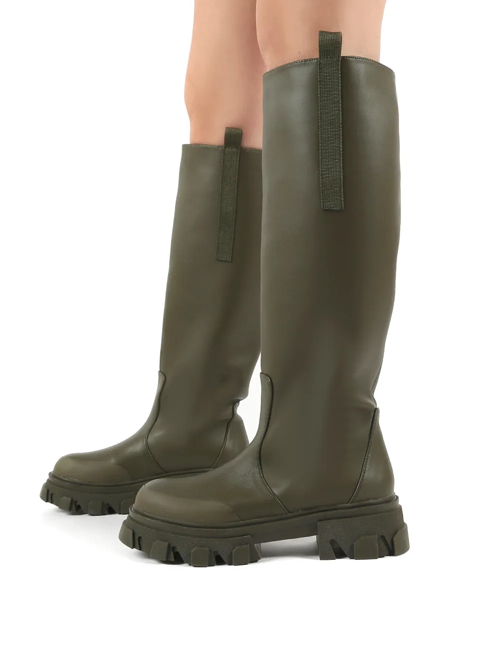 Genius Khaki Knee High Chunky Sole Boots sold by Public Desire product image thumbnail 3