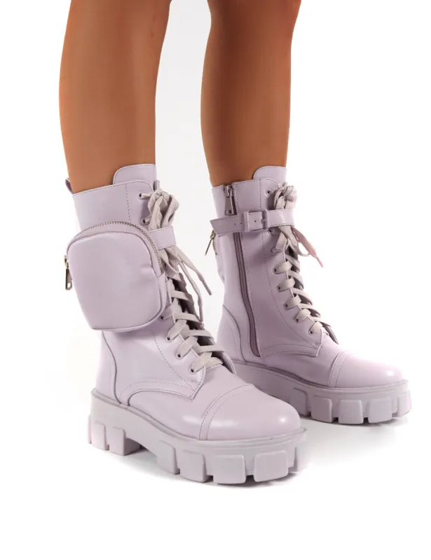 Intention Lilac Wide Fit Chunky Sole Pouch Ankle Boots sold by Public Desire
