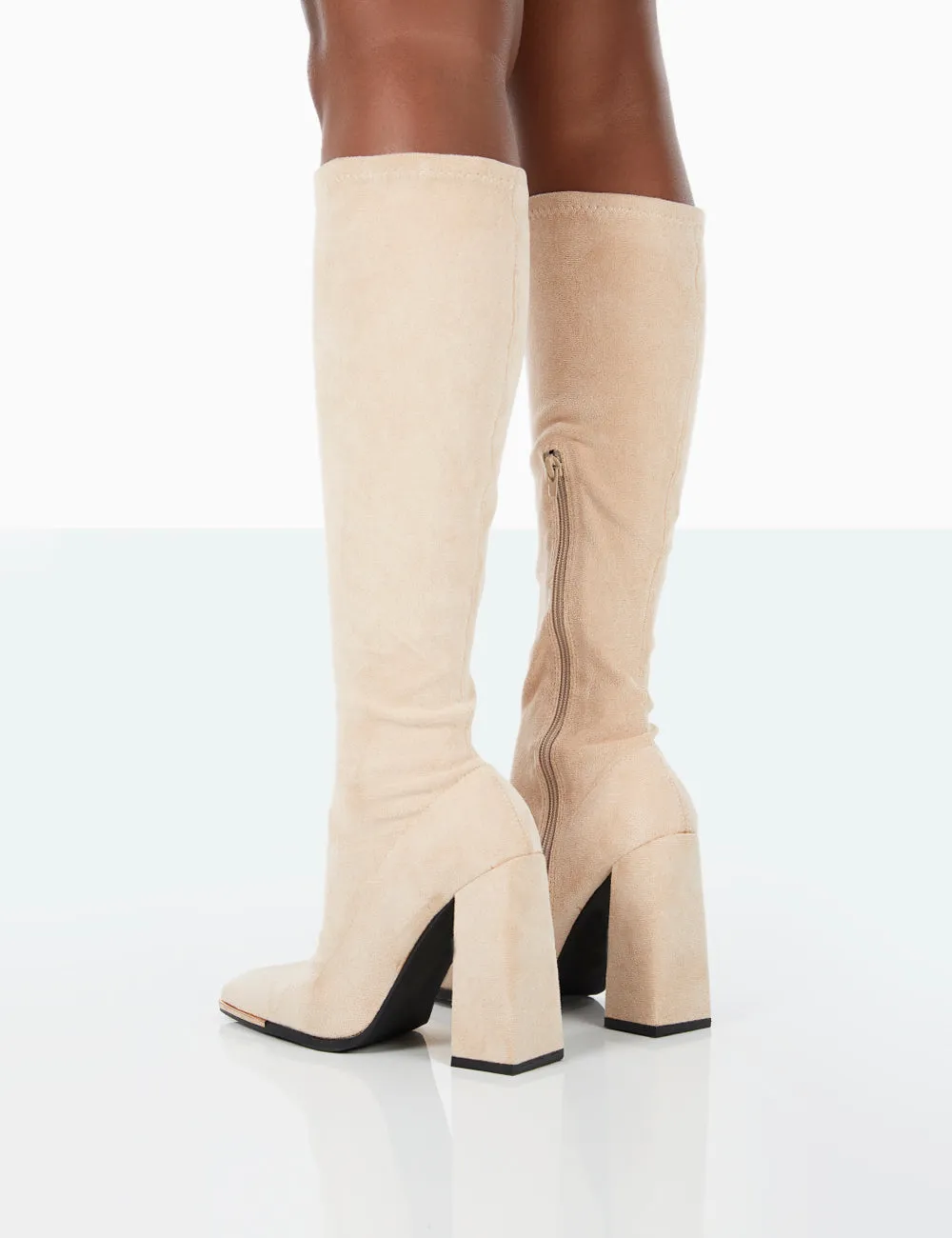 Caryn Taupe Faux Suede Knee High Block Heeled Boots sold by Public Desire product image thumbnail 3
