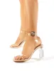 Talk Nude Patent Clear Perspex Block Heels sold by Public Desire