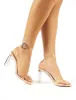 Talk Nude Patent Clear Perspex Block Heels sold by Public Desire