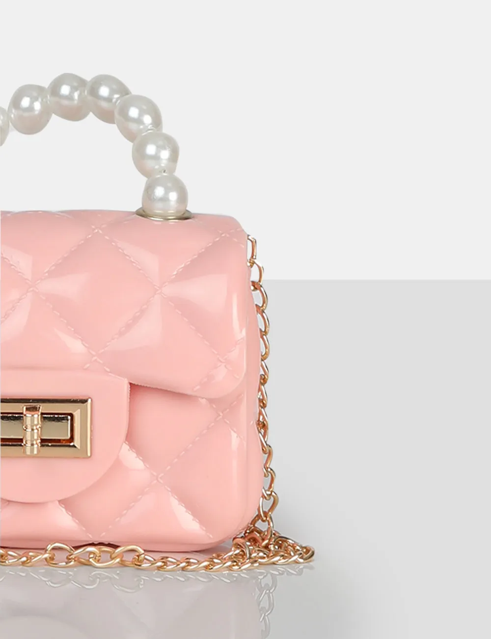 The Iddy Pink Patent Pearl Mini Bag sold by Public Desire product image thumbnail 3