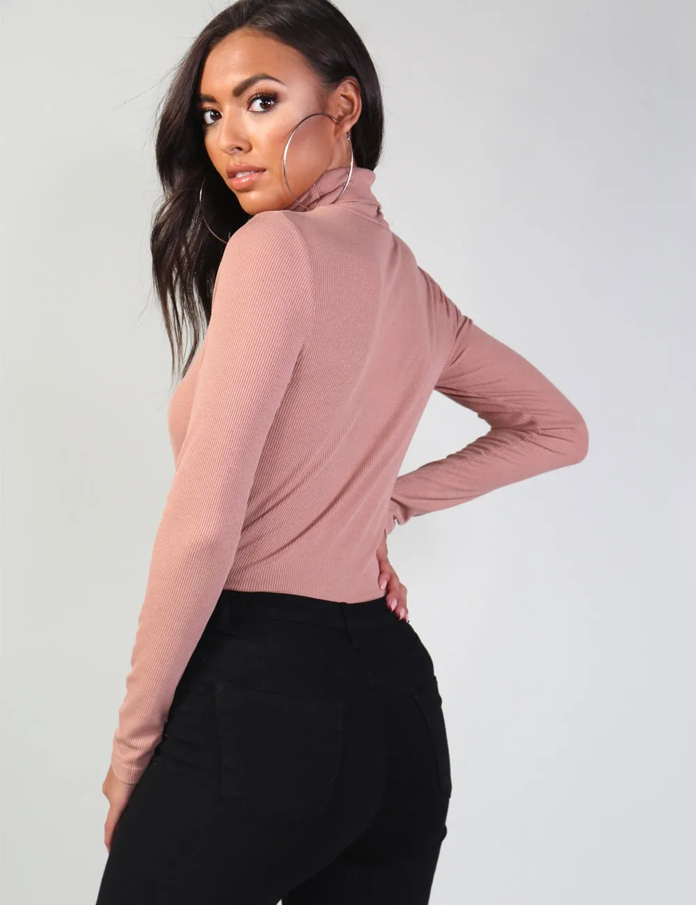 Pink Rib Roll Neck Top sold by Public Desire product image thumbnail 2