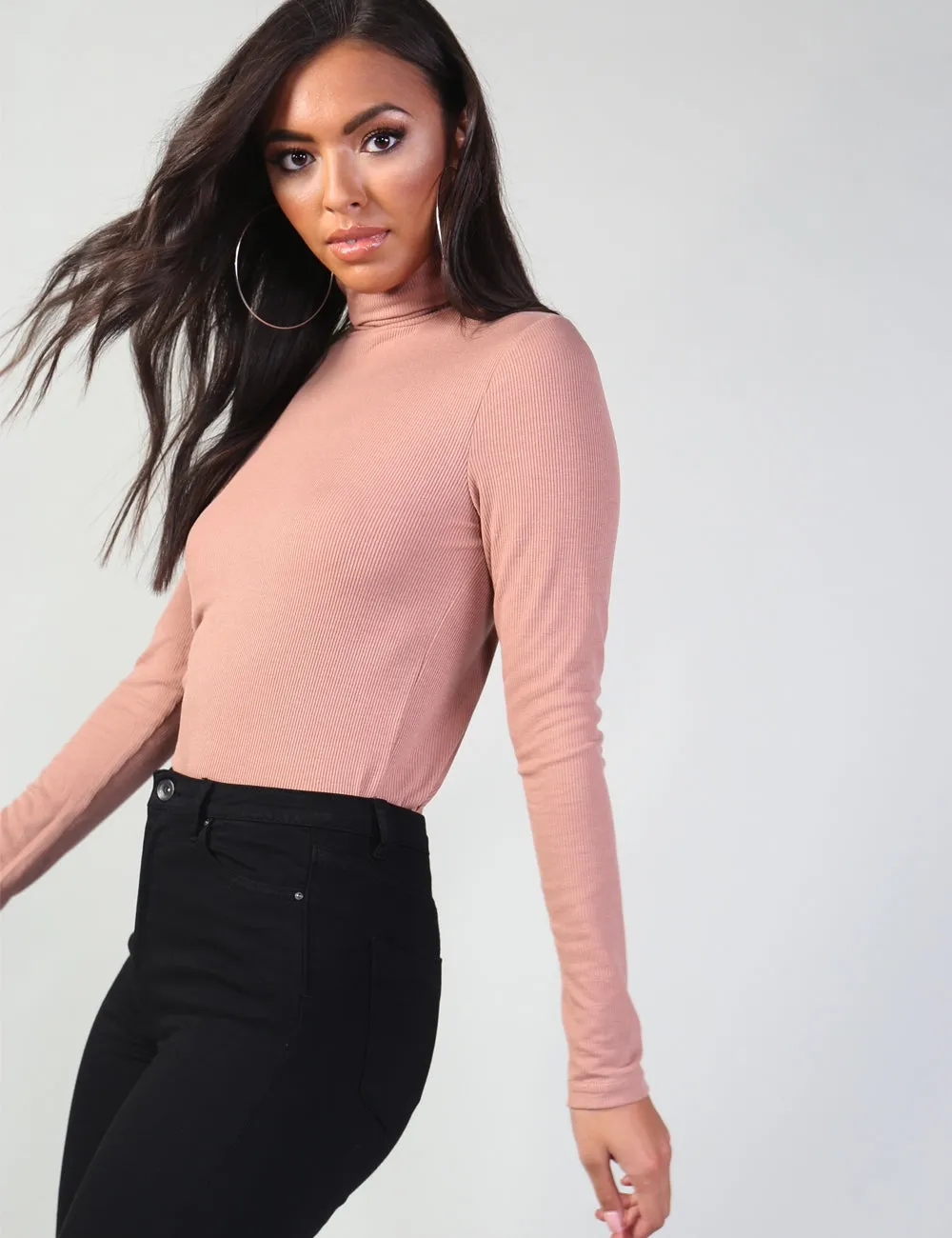 Pink Rib Roll Neck Top sold by Public Desire product image thumbnail 3