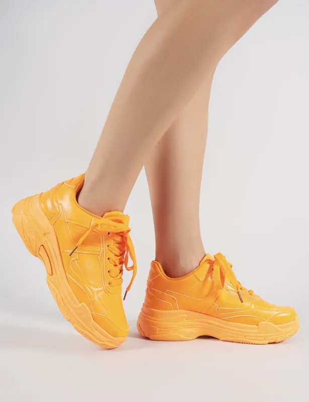 Dash Chunky Trainers in Neon Orange sold by Public Desire