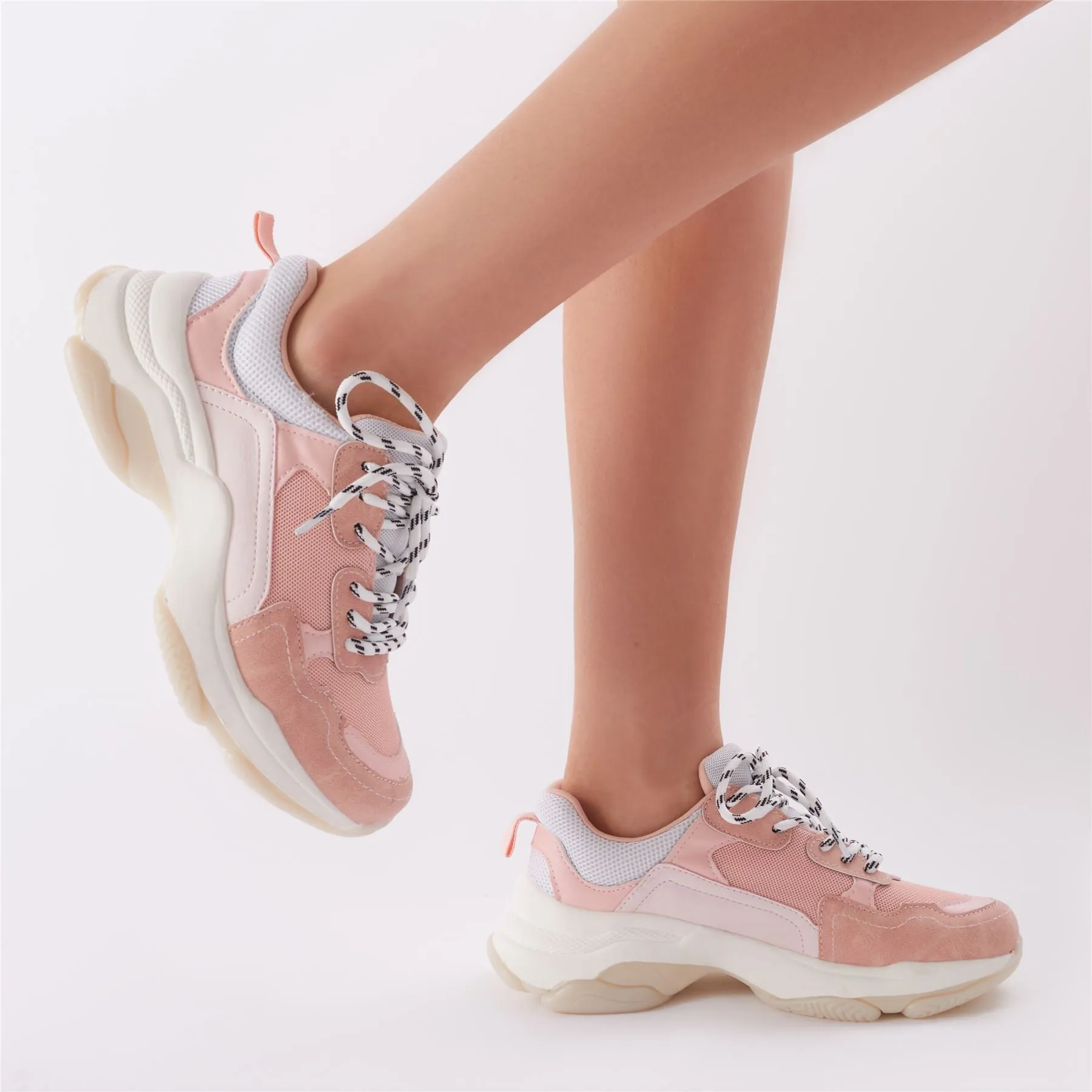 Amfo Chunky Trainers in Pink sold by Public Desire
