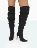 Lariza Black Faux Suede Pointed Toe Stiletto Over the Knee Boots sold by Public Desire