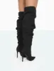 Lariza Black Faux Suede Pointed Toe Stiletto Over the Knee Boots sold by Public Desire