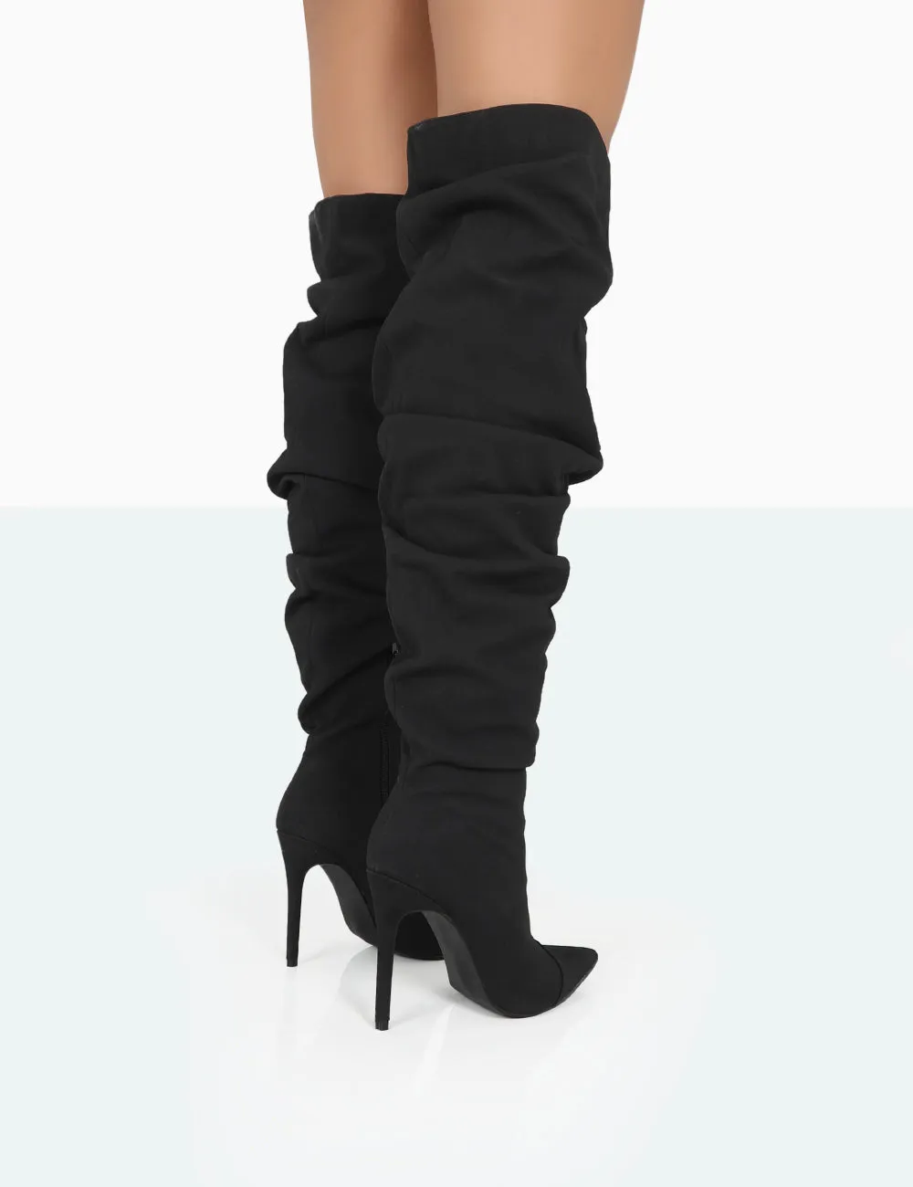 Lariza Black Faux Suede Pointed Toe Stiletto Over the Knee Boots sold by Public Desire product image thumbnail 4