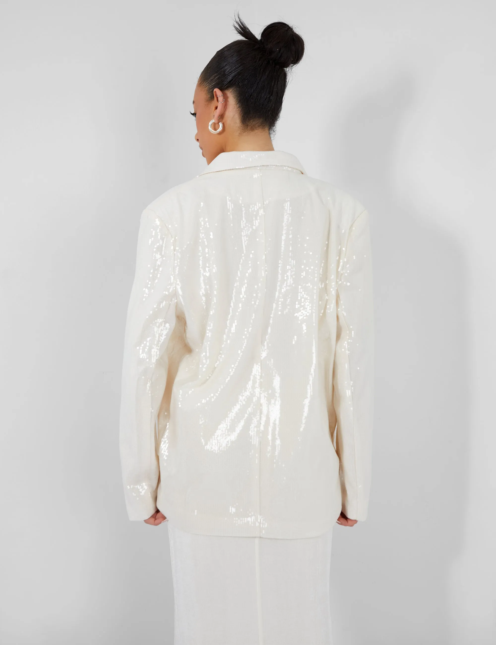 PREMIUM SEQUIN OVERSIZED BLAZER ECRU sold by Public Desire product image thumbnail 4