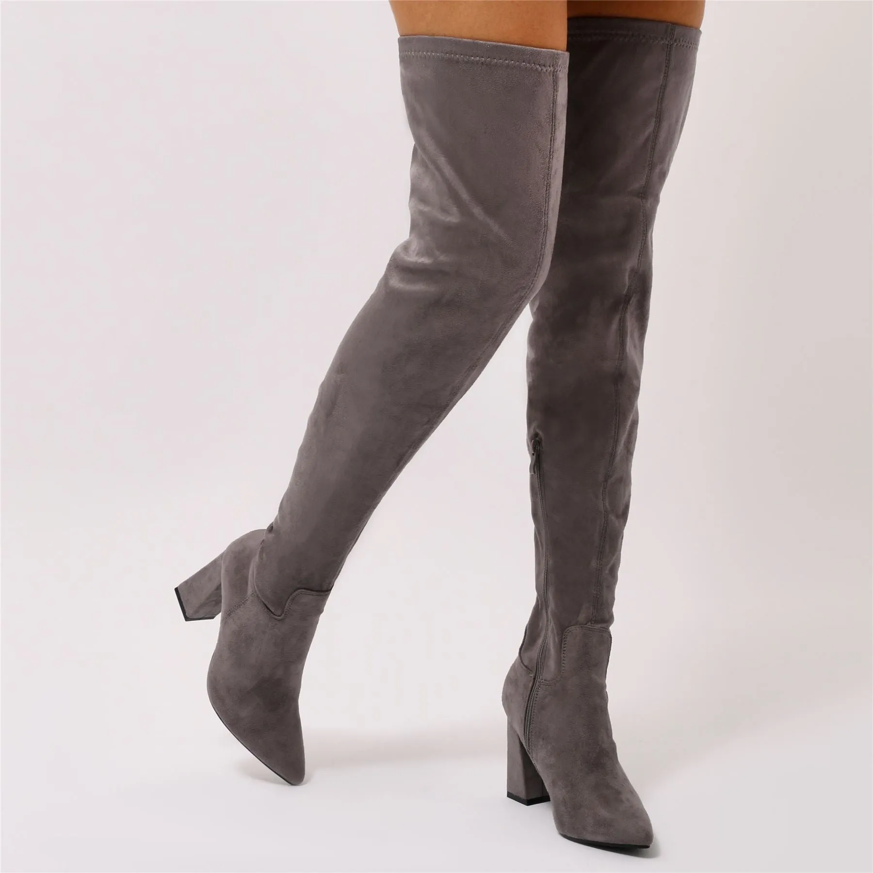 Rapture Over the Knee Boots in Grey Faux Suede sold by Public Desire product image thumbnail 2