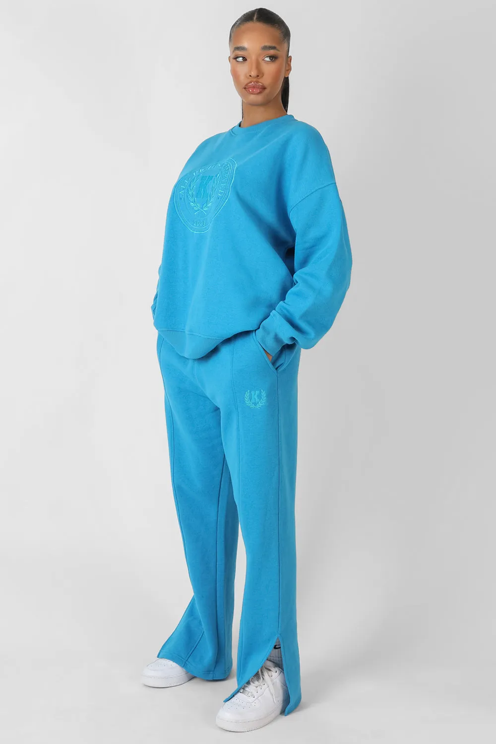 Kaiia Oversized Tonal Embroidered Sweatshirt Blue sold by Public Desire product image thumbnail 4