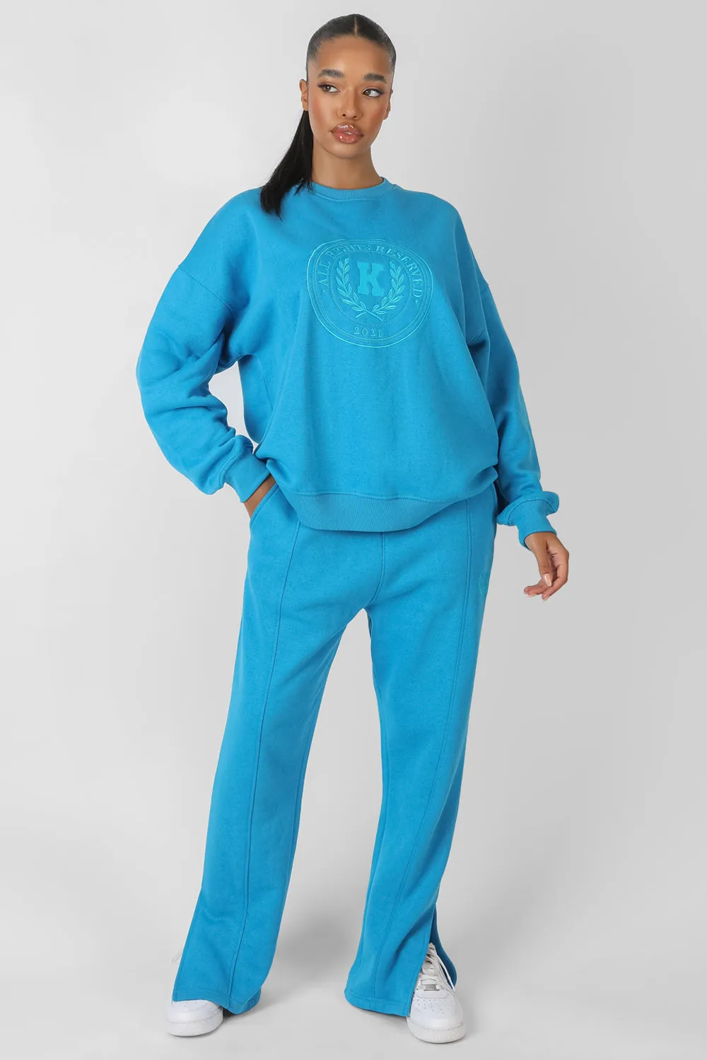 Kaiia Oversized Tonal Embroidered Sweatshirt Blue sold by Public Desire product image thumbnail 2
