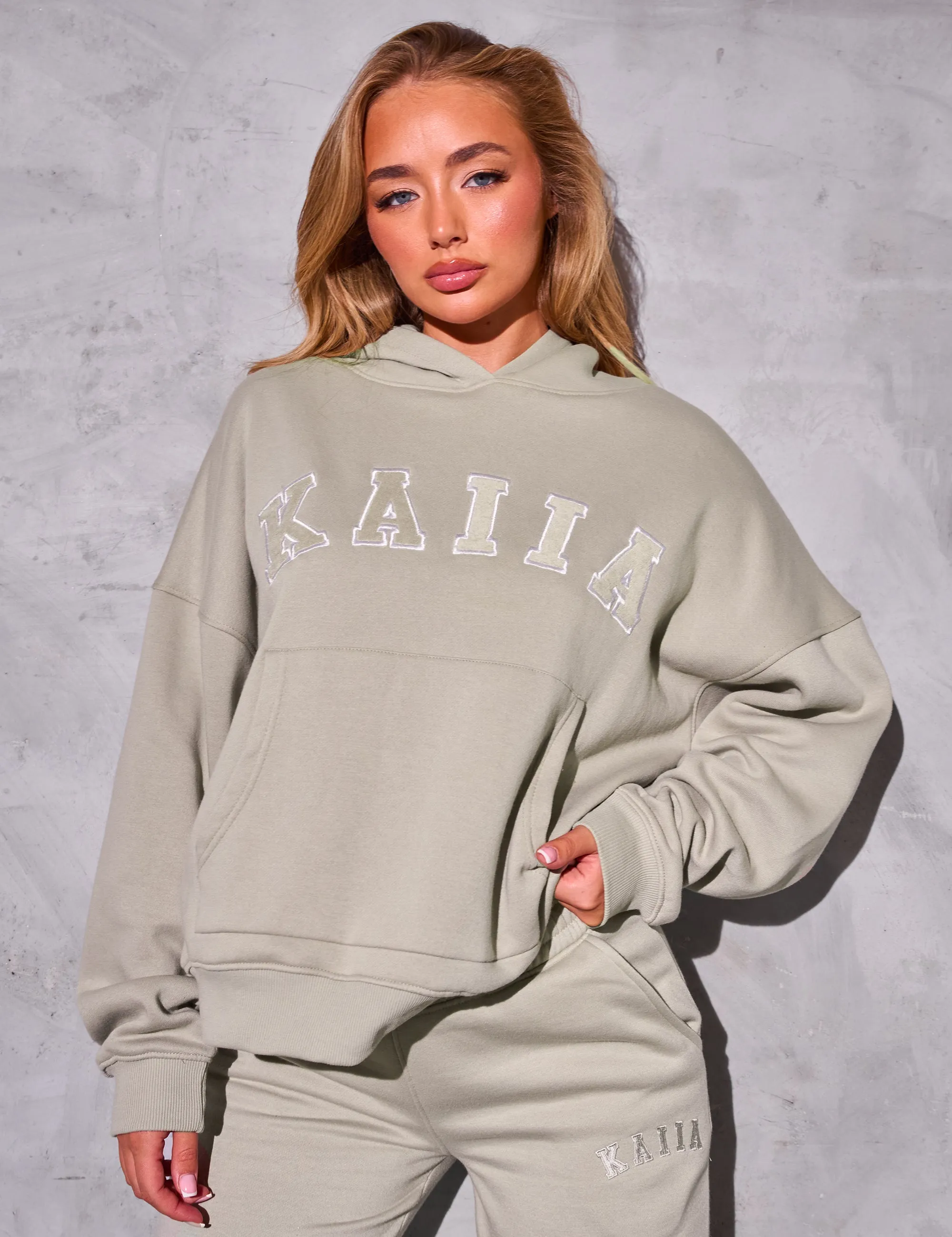 Kaiia Slogan Oversized Hoodie Stone sold by Public Desire